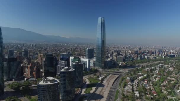 空中的天际线圣地亚哥，智利 — 图库视频影像
