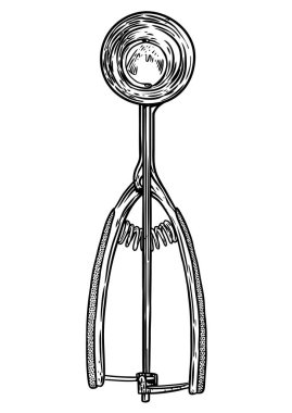 Dondurma kaşık kaşık çizim, çizim, gravür, Hat sanatı