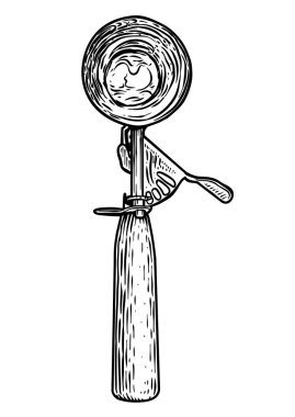 Dondurma kaşık kaşık çizim, çizim, gravür, Hat sanatı