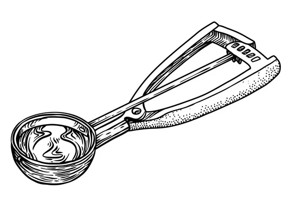 冰淇淋勺匙插图、 绘画、 雕刻、 艺术线条 — 图库矢量图片