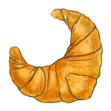 Kruvasan çizim, çizim, suluboya, boya