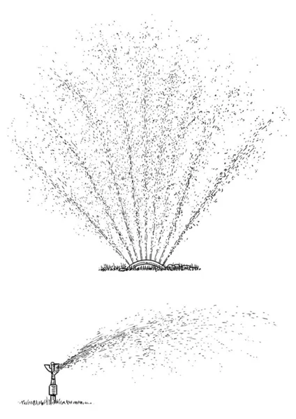Εικονογράφηση Συστήματος Άρδευσης Σχέδιο Χάραξη Μελάνι Γραμμή Τέχνης Διάνυσμα — Διανυσματικό Αρχείο