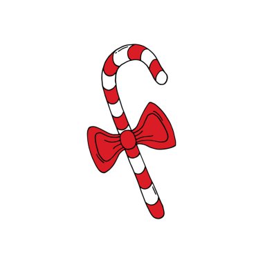 Noel illüstrasyonu, işaret ya da şeker kamışı ikonu, el çizimi tarzı. Tebrik kartları ya da ağ kullanmak için iyi.
