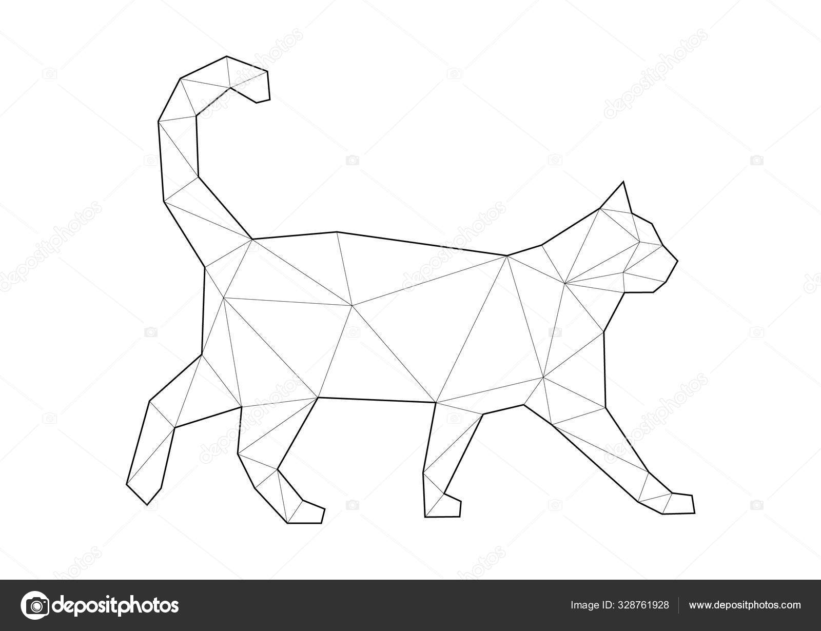 Low poly art of animals. Walking cat. Good for wall decoration. Printable  images. Suitable for coloring pages. Stock Vector Image by  ©KatrinFreesoulArt #328761928