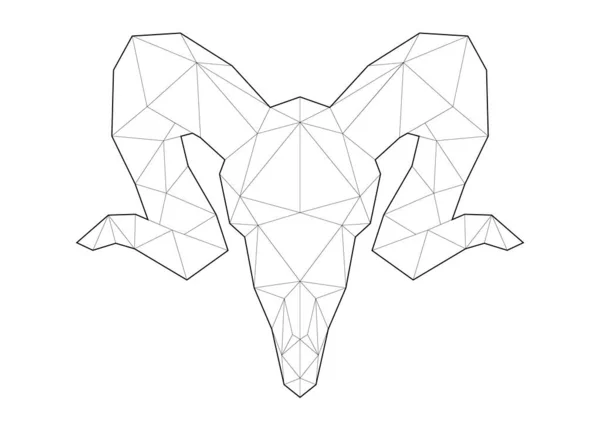 Low poly art of animals. Ram skull. Good for wall decoration. Printable images. Suitable for coloring pages. — 스톡 벡터