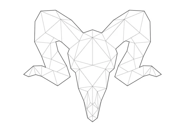 Low poly art of animals. Ram skull. Good for wall decoration. Printable images. Suitable for coloring pages. — 스톡 벡터