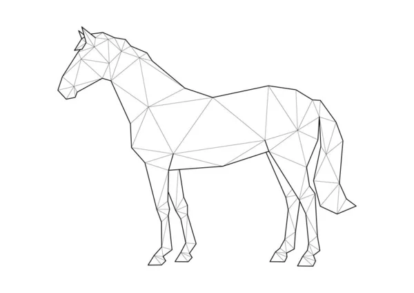 Low poly art of animals. Standing horse. Good for wall decoration. Printable images. Suitable for coloring pages. — Stock Vector