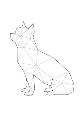 Köpeklerin düşük polimerli çizimleri. Chihuahua oturuyor..