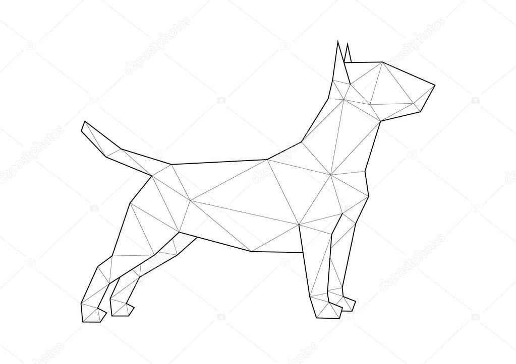 Low poly illustrations of dogs. Bull Terrier stand