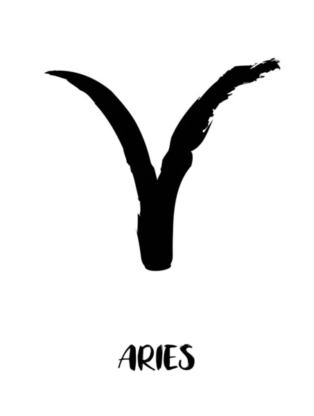 Zodiac signs painted with a black brush, Chinese brush painting. Calligraphy. Vector illustration. Good for home decorating or printing for various requirements. Aries. — 스톡 벡터