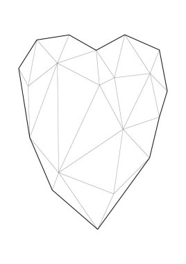 Kalp vektörü illüstrasyonunun düşük polimerli çizimleri. Oda dekorasyonu ya da diğer gereksinimler için iyi.