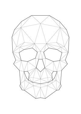 Kafatası vektör illüstrasyonunun düşük polimerleri. Oda dekorasyonu ya da diğer gereksinimler için iyi.