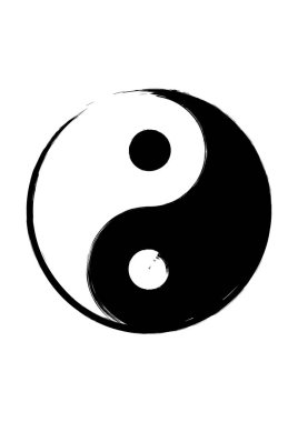 Yin yang 'ın el yazısı mürekkebi. Vektör çizimi. Çeşitli gereksinimler için ev dekorasyonu veya yazdırma için iyidir.