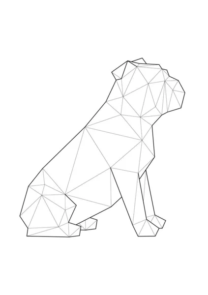 Alacsony poli illusztrációk kutyák. Angol Bulldog ül fehér háttér. — Stock Vector