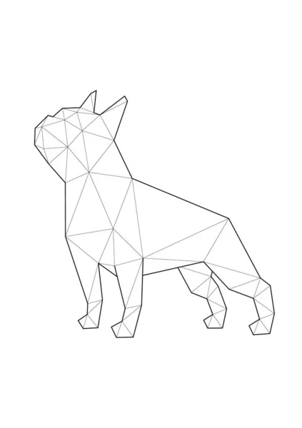 Low Poly Illustrationen von Hunden. Französische Bulldogge im Stehen. — Stockvektor