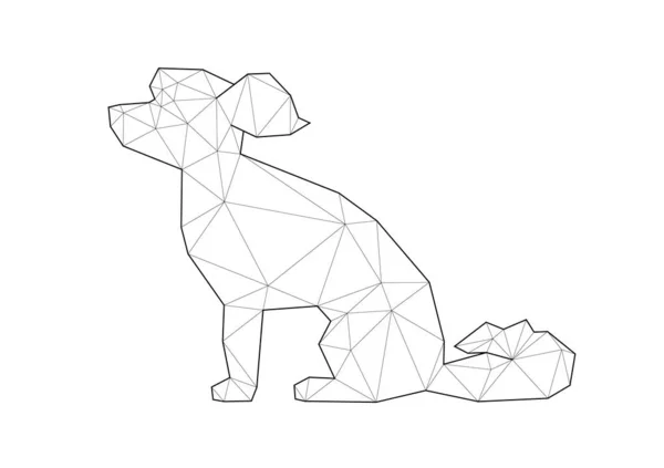 Faible poly illustrations de chiens. Maltais assis sur fond blanc . — Image vectorielle