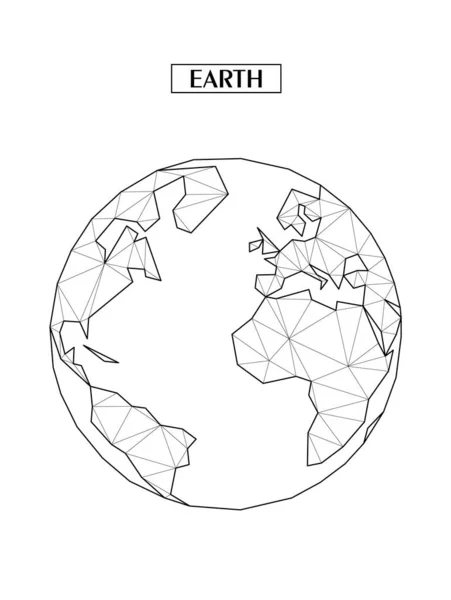 Многоугольная абстрактная карта Земли или земного шара с связанными треугольными фигурами, образованными из прямых. Соединения - Африка, Евразия, Северная и Южная Америка, Антарктида, Северная Америка, Южная Америка. . — стоковый вектор
