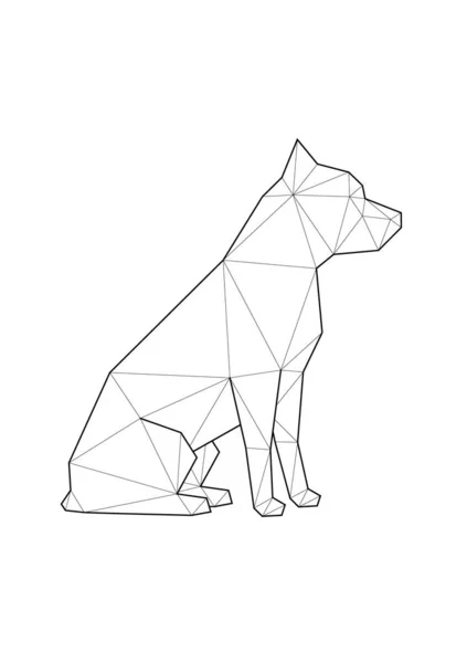 Low Poly Illustrationen von Hunden. Pitbull Terrier sitzt. — Stockvektor