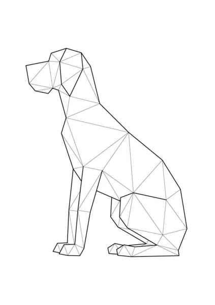 Low poly illustrations of dogs. Great Dane sitting. — Stock Vector