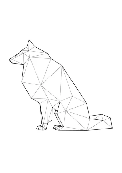 Faible poly illustrations de chiens. Collie assise . — Image vectorielle