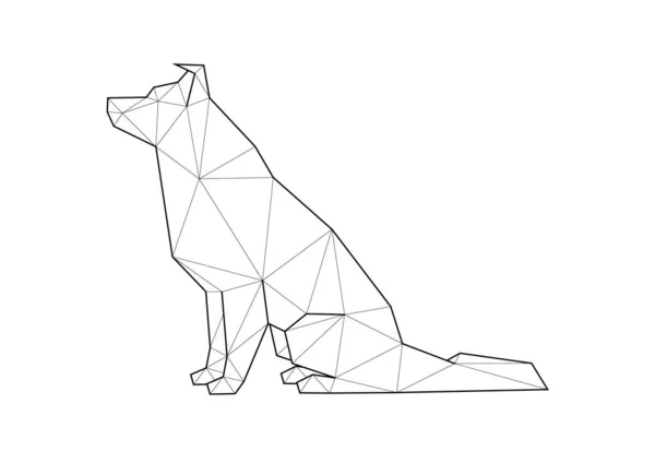 Low Poly Illustrationen von Hunden. Border Collie sitzend. — Stockvektor