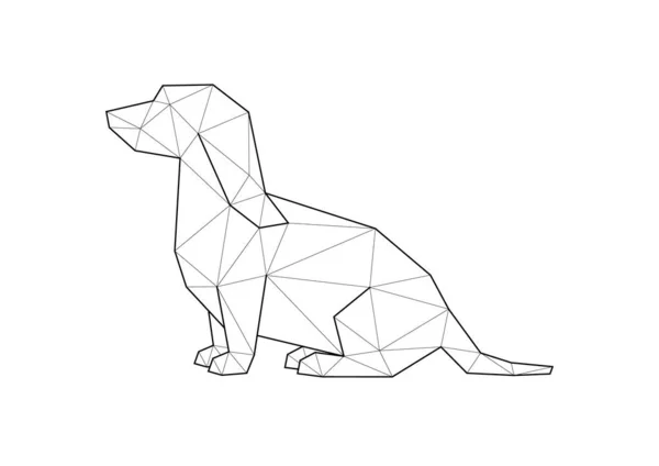 Low Poly Illustrationen von Hunden. Basset Hound sitzend. — Stockvektor