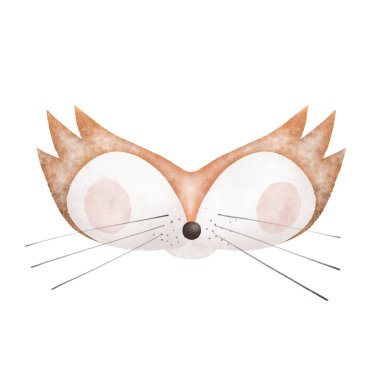 Elle boyanmış tilki burnu çizimi, yüz maskelerine veya başka şeylere basmak için uygun..