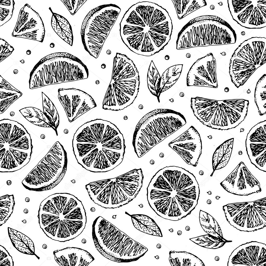Seamless vector pattern with hand drawn pieses of lime.