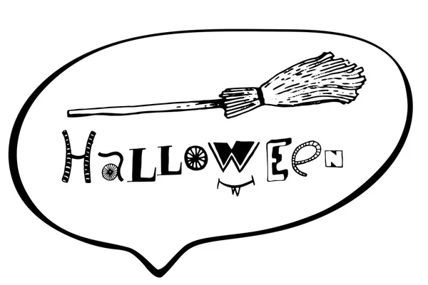 Banner per SMS di Halloween. Elementi di design disegnati a mano . — Vettoriale Stock