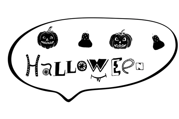 Bannière texte Halloween. Eléments de conception dessinés à la main . — Image vectorielle