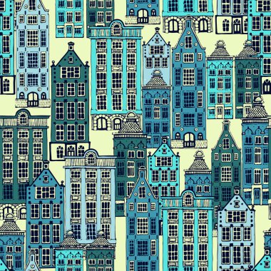 Vektör seamless modeli ile kasaba ev