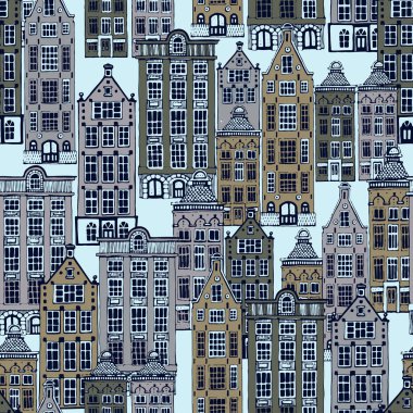 Vektör seamless modeli ile kasaba ev