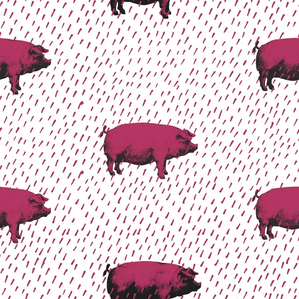 Sømløse vektormønstre av svin – stockvektor