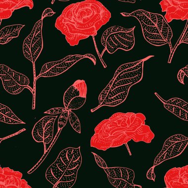 Peony çiçek desenle çiçek sorunsuz vektör.