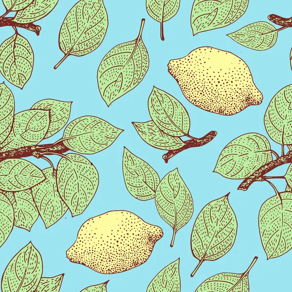 Padrão de vetor sem costura com folhas de limão —  Vetores de Stock