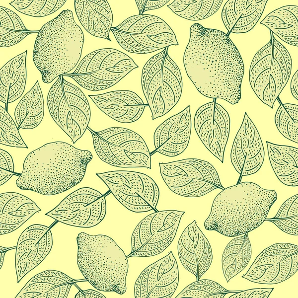 Patrón de vector sin costura con hojas de limón — Vector de stock