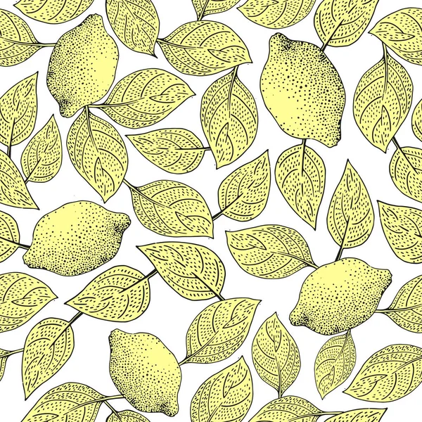 Sorunsuz vektör desen limon yaprakları ile — Stok Vektör
