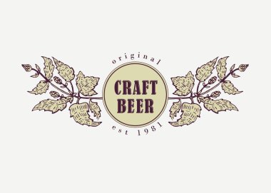 Bira için orijinal vintage retro logosu.