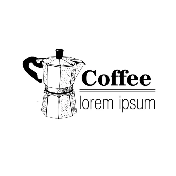 Vintage Style λογότυπο με geyser καφετιέρα. — Διανυσματικό Αρχείο