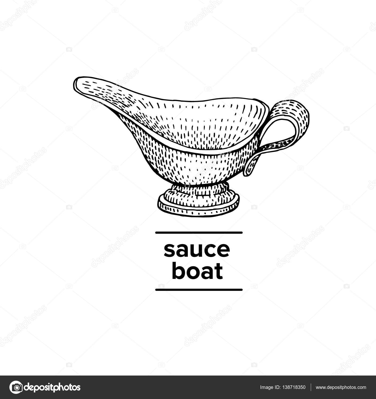 Vector hand drawn illustration of sauce boat Stock Vector Image by