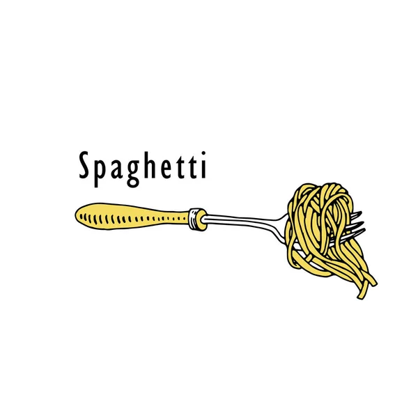 Spaghetti on fork. — Stock Vector