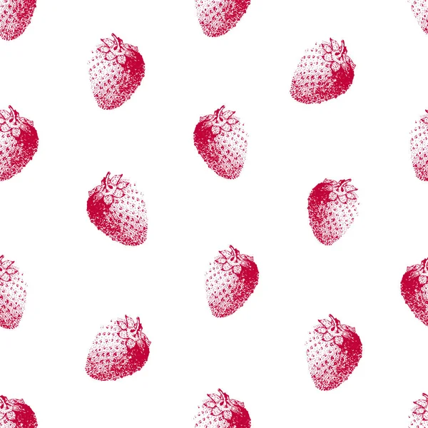 イチゴ。ベクターのシームレスなパターン。ヴィンテージ手描きイラスト — ストックベクタ