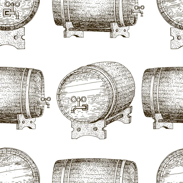 Original vintage retro linha arte padrão vetor sem costura para casa de cerveja, bar, pub, empresa de cerveja, cervejaria, taberna, taproom, alehouse, beerhouse —  Vetores de Stock