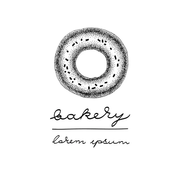 Векторний шаблон логотипу з глазурованим пончиком. Може використовуватися для хлібобулочних виробів, кондитерських виробів та продуктів — стоковий вектор