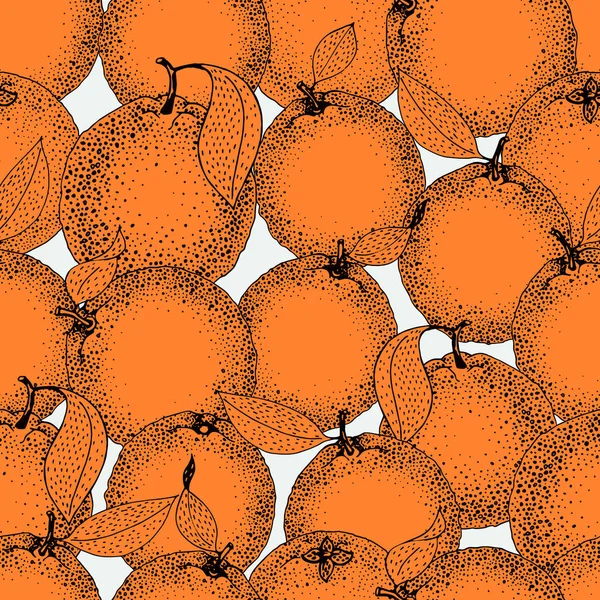 手描きのオレンジとスケッチ スタイルのスライスのシームレスなパターン。ベクトル図 — ストックベクタ