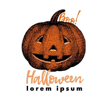 Kabak vektör çizim. İzole el Cadılar Bayramı tasarım öğeleri çekilmiş. Mutlu Cadılar Bayramı tasarlamak, logo şablonu, dreeting kartı.