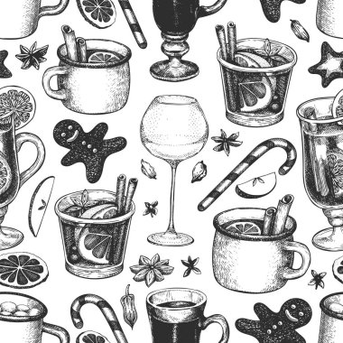 Kış alkolsüz içki alışkanlığı. Elle çizilmiş biçim