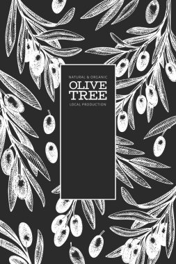 Zeytin dalı tasarımı şablonu. El çizimi vektör besin çizimi