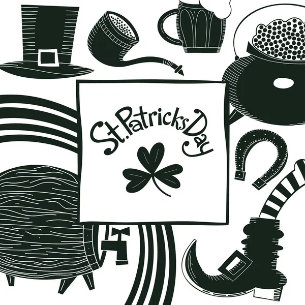 Ιρλανδικό Διανυσματικό Υπόβαθρο Χέρι Που Patricks Ημέρα Πρότυπο Σχεδιασμού Καπέλο — Διανυσματικό Αρχείο