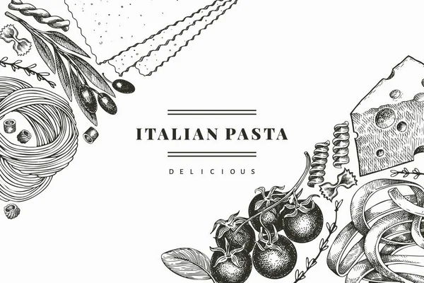 Pasta Italiana Con Aggiunta Modello Design Illustrazione Del Cibo Vettoriale — Vettoriale Stock